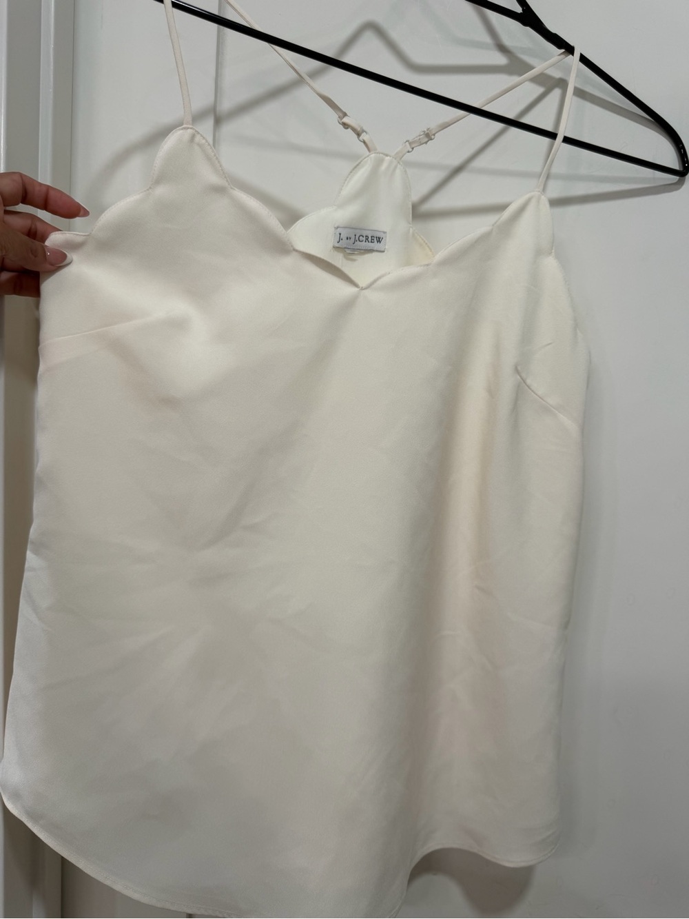 J. Crew Cream Scalloped Silk-Blend Cami